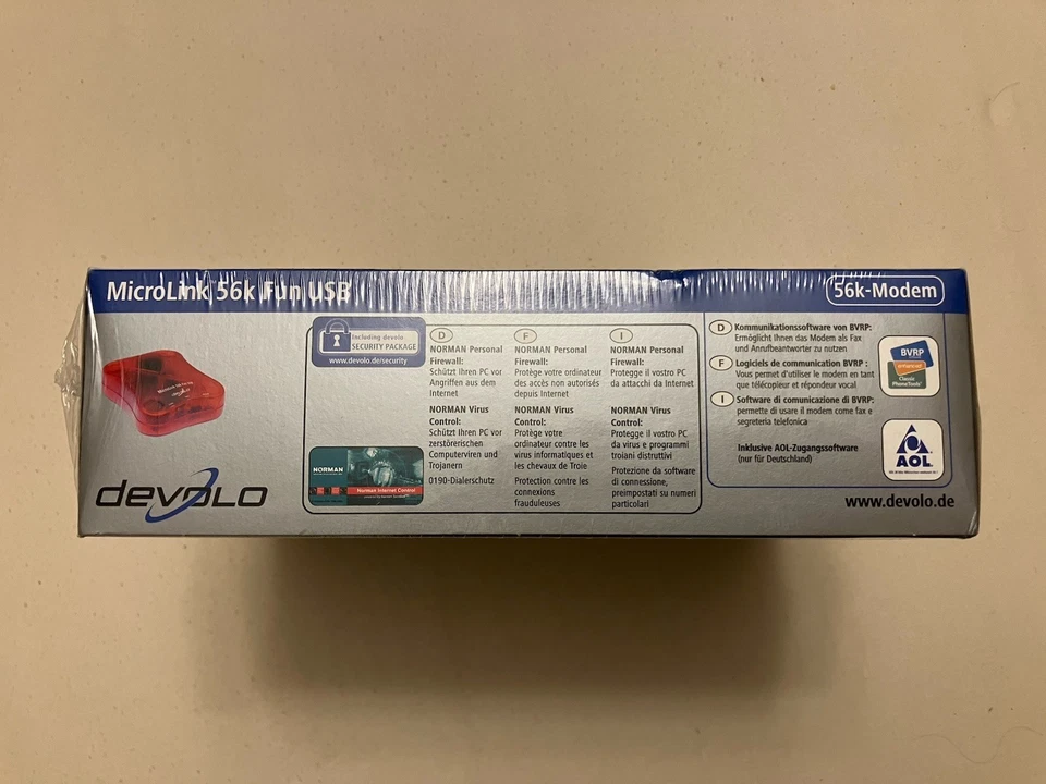 Devolo 1047 MicroLink 56k Fun USB Modem Rot in OVP eingeschweißt ungeöffnet - Bild 3 von 4