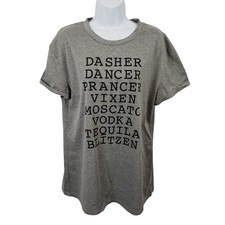 Novelty Christmas Reindeer Wine T-Shirt Holiday Party Tee Women's X-Large / B59