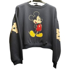 Size Large - Disney Mickey Mouse Cropped Sweatshirt Navy Blue Graphic Pullover