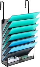 7Compartment Black Hanging Wall File Organizer Cubicle Document Holder