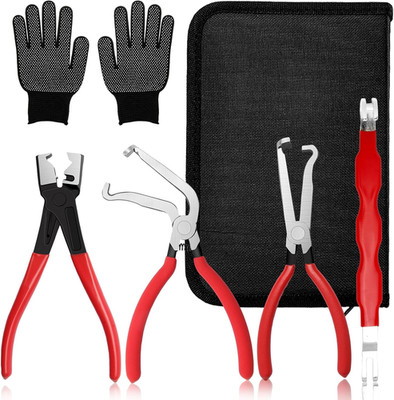 5-Pcs Kit Electrical Disconnect Pliers Set W/Gloves Auto Connector Tool Fuel Car