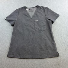 FIGS Scrub Top Womens Medium Gray V Neck Technical Collection Shirt Medical