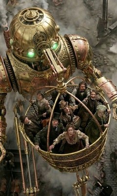 Steampunk robot taking prisoners from the local population 10x8 inch print