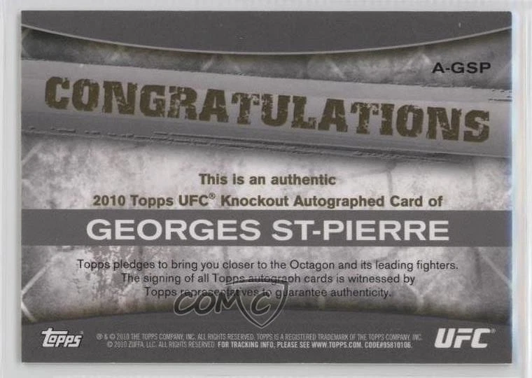 2010 Topps UFC Knockout Fighter Auto /188 Georges St-Pierre #A-GSP Auto - Image 2 of 2