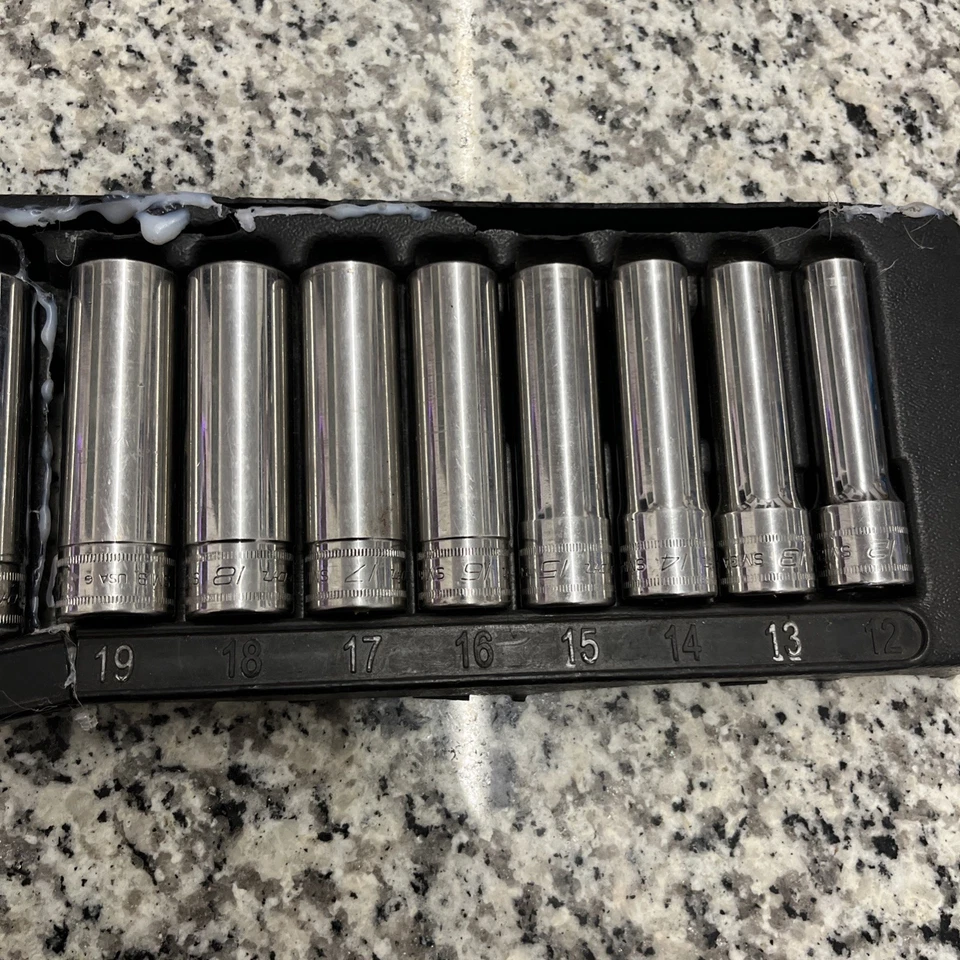 Snap On 313SMYA, 13pc 1/2 Drive 12pt Metric Deep Sockets, 12-24mm, USA - Image 3 of 4