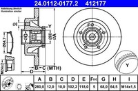 2X ATE Bremsscheibe 24.0112-0177.2 Passend FüR Nissan Opel Renault