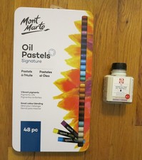 Mont Marte Oil Pastels Set of 48 and Royal Talens Varnish for Pastels