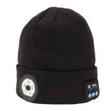 Image of Draper Smart Wireless Rechargeable Beanie with LED Head Torch USB Black 28346