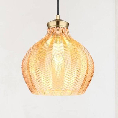 Pendelleuchte Jessica Typ C - Farbglas / Eisen - 1-flammig