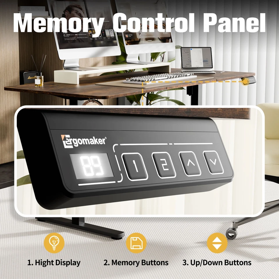 Ergomaker 160cm Electric Standing Desk Adjustable Sit Stand Computer Desk Walnut - image 4 of 4