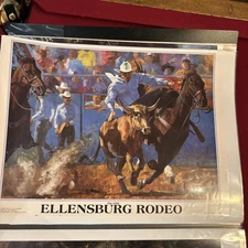 Ellensburg Washington Rodeo  Western Art Show Auction 1991 Poster 17x23 Signed