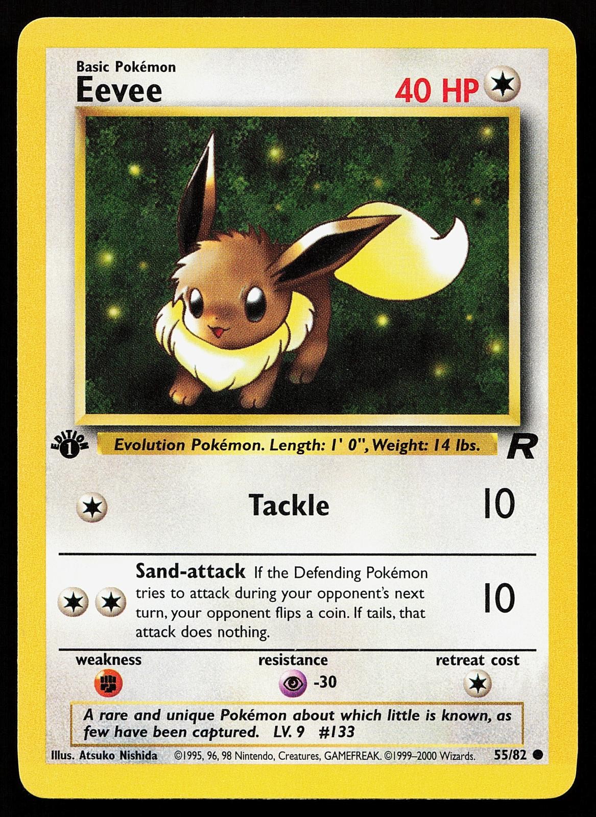 Eevee 55/82 1st Edition Common Team Rocket Pokemon Card