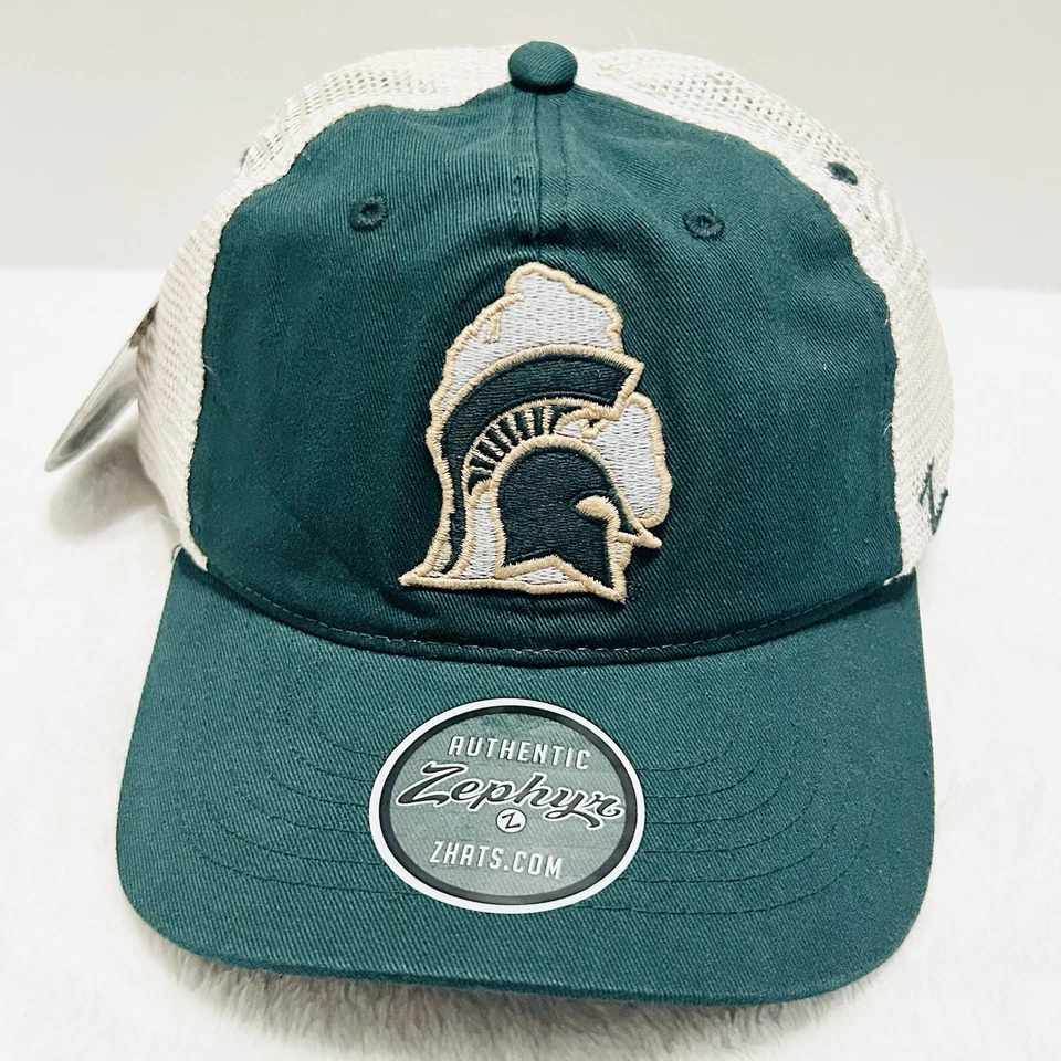 Zephyr Michigan State Spartans State Logo Trucker Hat Cap Adjustable Green NCAA - Image 2 of 4