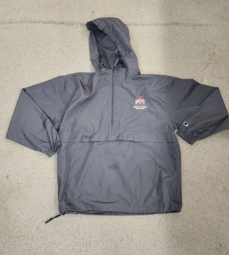 Champion Ohio State Jacket Mens Large Gray Quarter Zip Windbreaker NCAA Buckeyes - product detail image 1