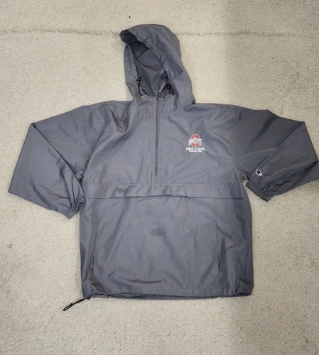 Champion Ohio State Jacket Mens Large Gray Quarter Zip Windbreaker NCAA Buckeyes video thumbnail