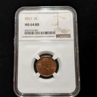 1911 Lincoln Cent NGC MS 64RB - Very Attractive Example