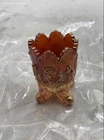 Vintage Joe St. Clair Marigold Carnival Glass Footed Toothpick Holder