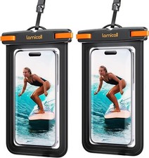 Lamicall Waterproof Phone Pouch Case Easy Lock  Heavy Duty Black 2 Pack NEW