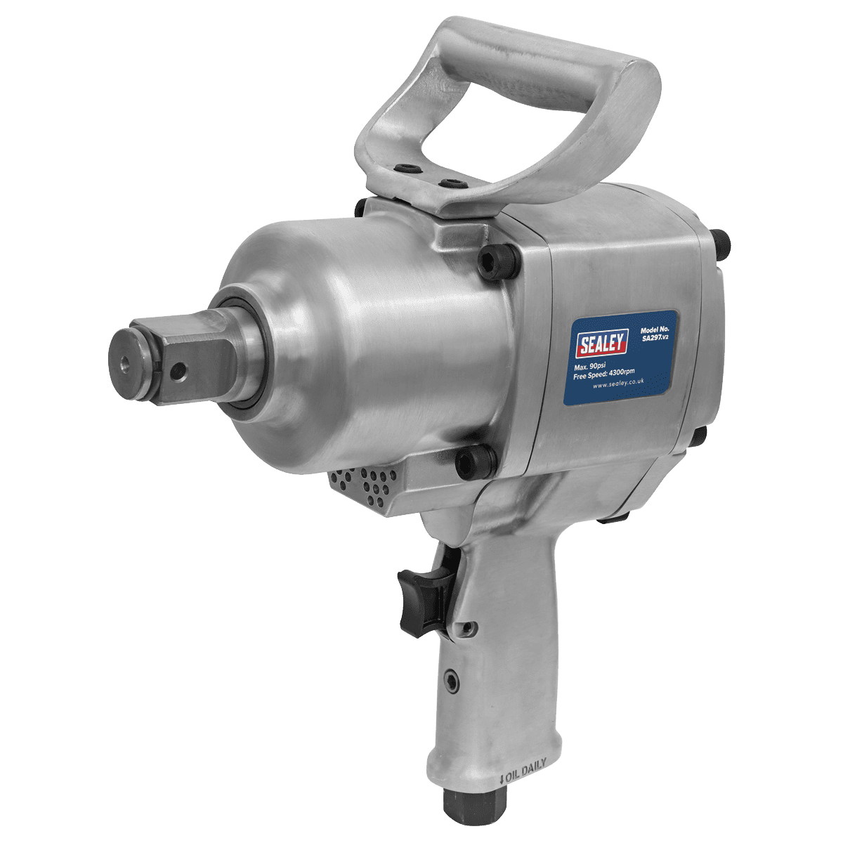 Sealey SA297 Air Impact Wrench 1""Sq Drive Pistol Type - Twin Hammer High Torque