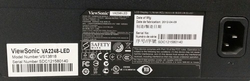 ViewSonic VA2248-LED VS13818 21.5" DVI VGA LCD Monitor - Picture 3 of 5