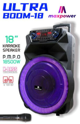 MPD81L Maxpower UltraBoom 18'' SpeakerMic USB SD Bluetooth DJ