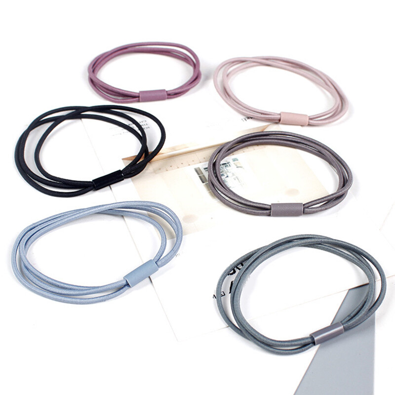 Women's 3-Layer Rope Ring Elastic Hairband Solid Headwear Hair Tie