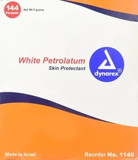Dynarex White Petrolatum Skin Protectant Packets Treats Diaper Rash 5g 44 Count