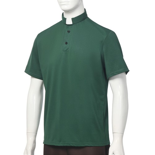 T-Shirt Herren Klerus Poloshirt Priester Vikar Pastor Tops mit Kleriker Tab Kragen - Bild 18 von 38