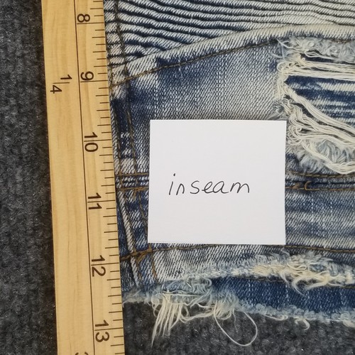 PREME Denim Shorts Men's 34 Light Wash Straight Leg Zipper Pockets Side Stripe - Picture 9 of 12