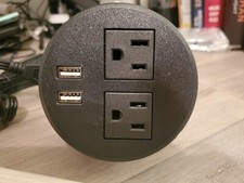 Desktop Grommet Office Furniture Power Plug 2 AC Outlets 2 USB Charging Ports