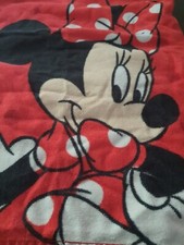 Disney Red black Baby Hooded Bath Towel minnie bow polkadots cotton terry