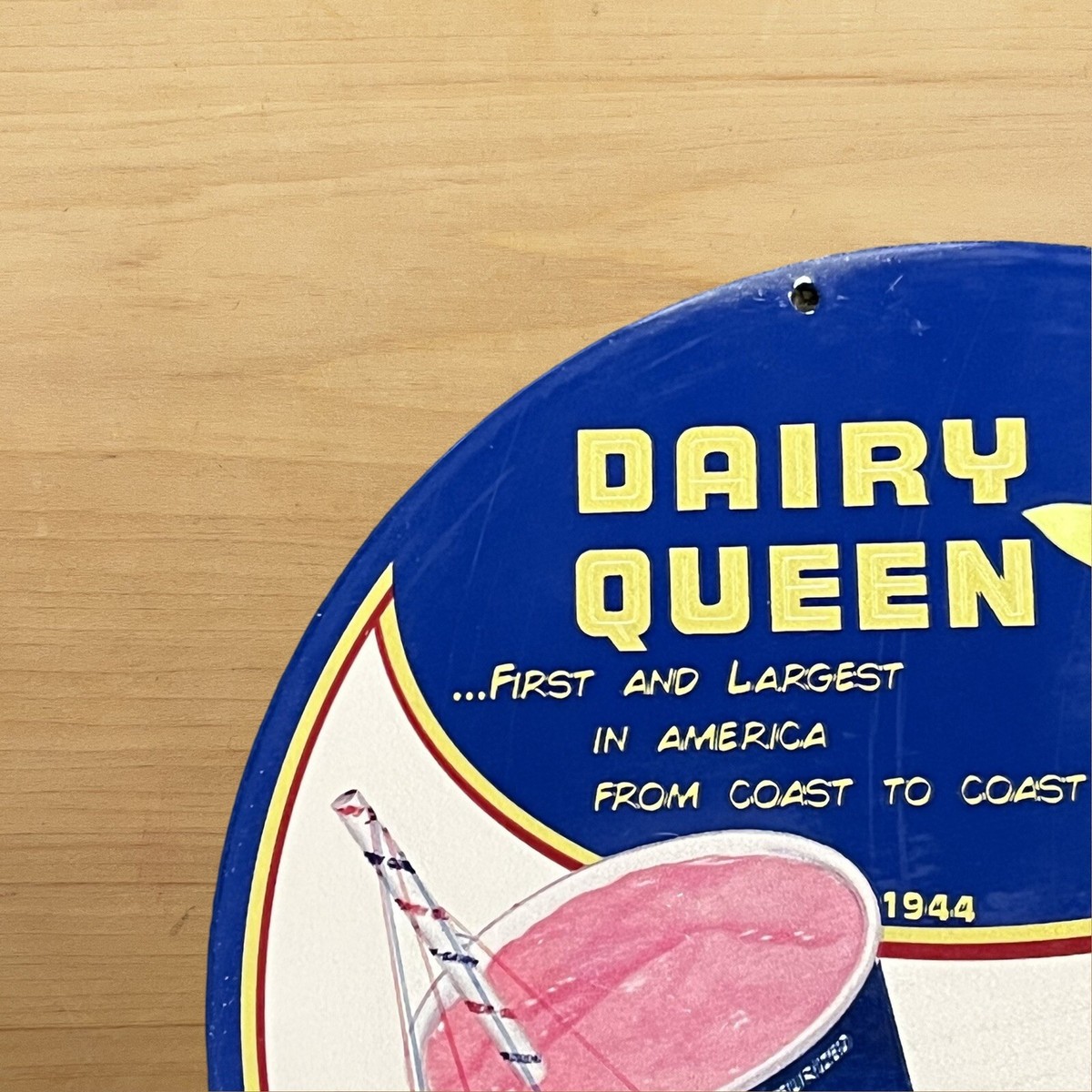 VINTAGE DAIRY QUEEN PORCELAIN SIGN ICE CREAM SALES SERVICE STATION
