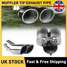 63mm Tip Inlet Exhaust Pipe Exhaust Muffler Stainless Steel Dual Outlet For Car