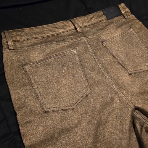 Ralph Lauren NWOT Women's High Rise Gold Metallic Jeans Size 16 W - Picture 7 of 9