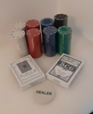 Poker Chip Set mit Spielkarten Black Jack Casino Chips 200 Chips Neu Versiegelt