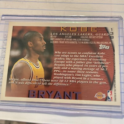 1996-97 Topps - #138 Kobe Bryant (RC) | eBay
