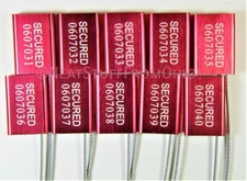 SECURITY SEALS, CABLE SEALS, ALL-METAL, TEN SEALS, BRIGHT RED, GREAT PRICE 👈