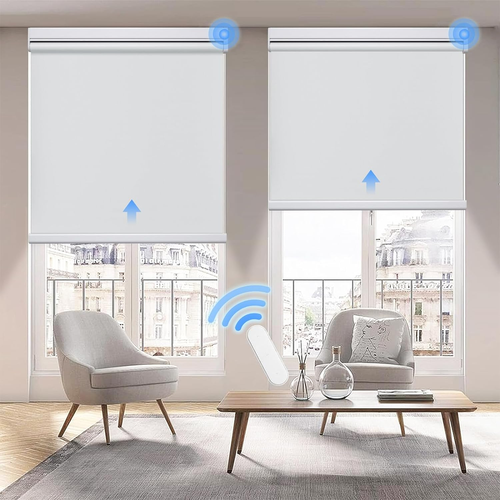 Motorized Roller Shade with Remote Control,Motorized Blinds 100% Blackout Electr
