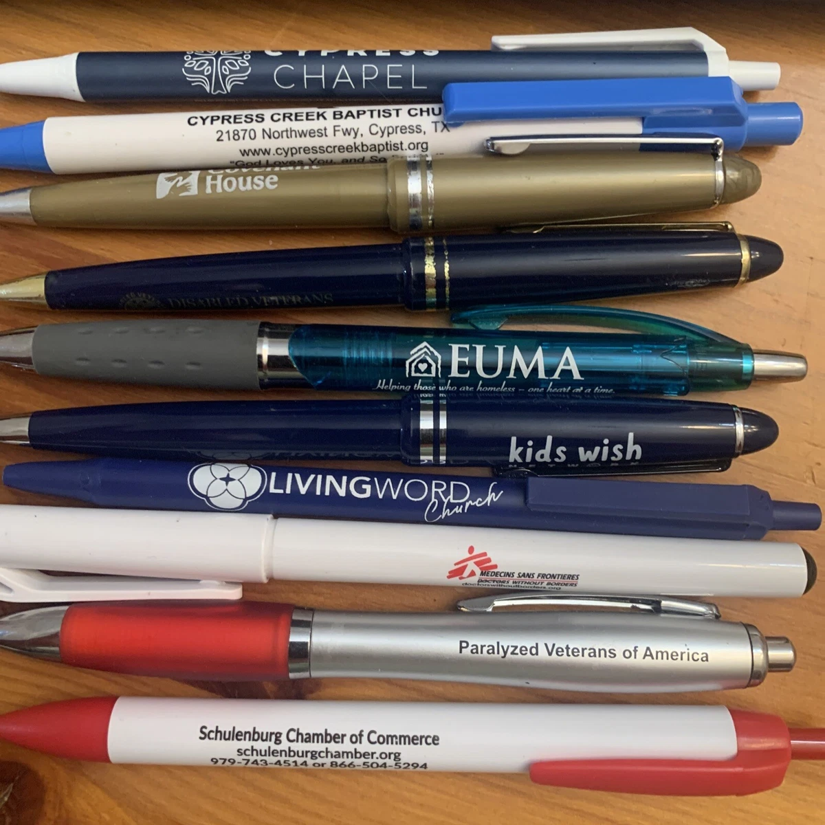 Lot of 10 different non profit church pens Covenant Doctors W