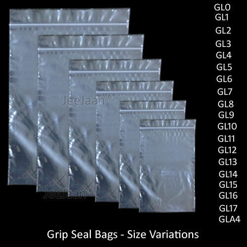 Clear Grip Self Press Seal Resealable Poly Polythene Zip Lock Plastic Bags Cheap - Afbeelding 1 van 4