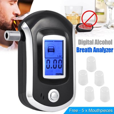 Mini Portable Breath Alcohol Tester AT6000 Digital Blue LCD Display Sound Alarm