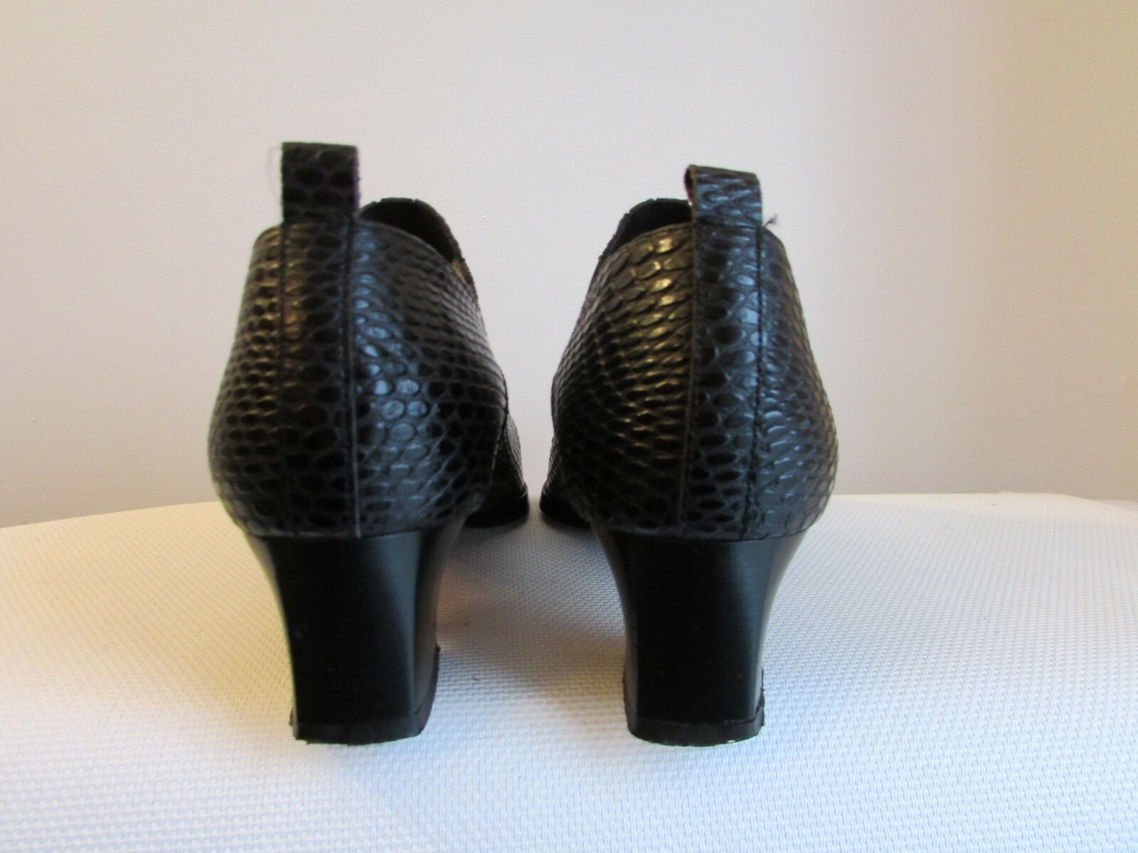 vintage bocage black leather python style ankle b… - image 5