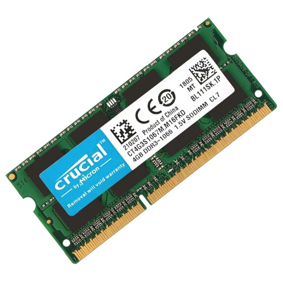 Crucial 4GB 2GB DDR3 1066MHz PC3-8500S 1.5V 204Pin SODIMM Laptop Memory SDRAM AB - Image 2 of 4