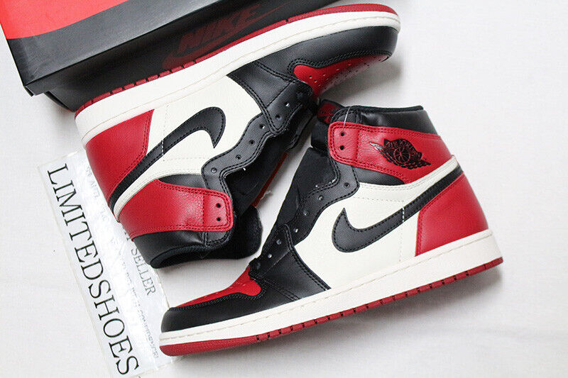 NIKE AIR JORDAN 1 RETRO HIGH OG BRED TOE GYM RED BLACK 555088-610 MENS