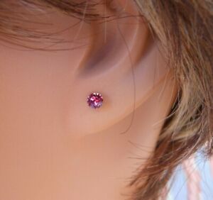 Silver-Deer-HYPOALLERGENIC-Stud-Earrings-Lead-Free-Nickel-Free-Small-Rose-Color