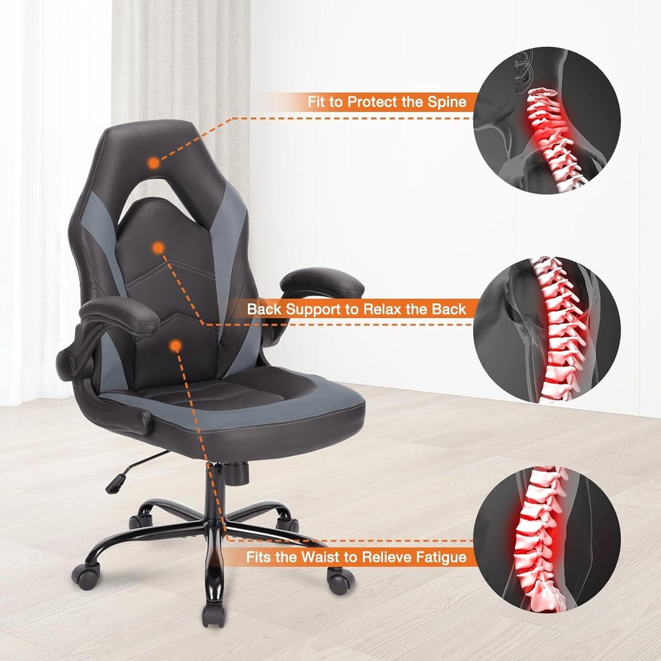 Ergonomic Swivel Gaming Chair Home Office PU Leather Chair, Adjustable