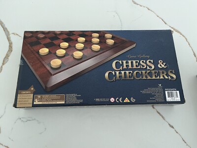 Game Gallery Chess and Checkers Wood Set Foldable Felt Bottoms New | eBay