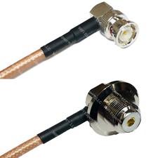 RG400 BNC MALE ANGLE to UHF Female Angle Bulkhead RF Cable FAST-SHIP LOT