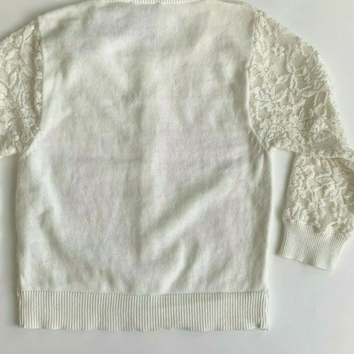 Zunie Girl's Button Front Cardigan Cotton Blend Size 5-6 Black Ivory - Picture 6 of 6
