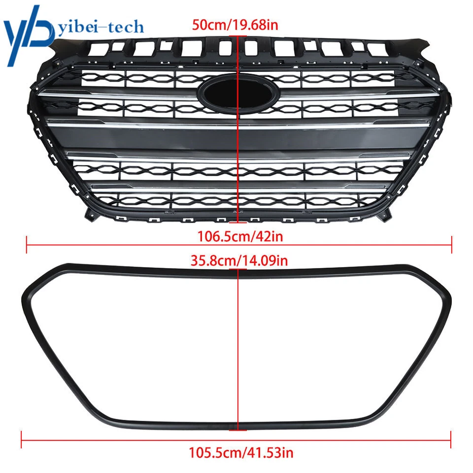 For Hyundai Elantra GT 2013-2016 Front Bumper Grill Assembly Black Trim Grille - Image 2 of 4
